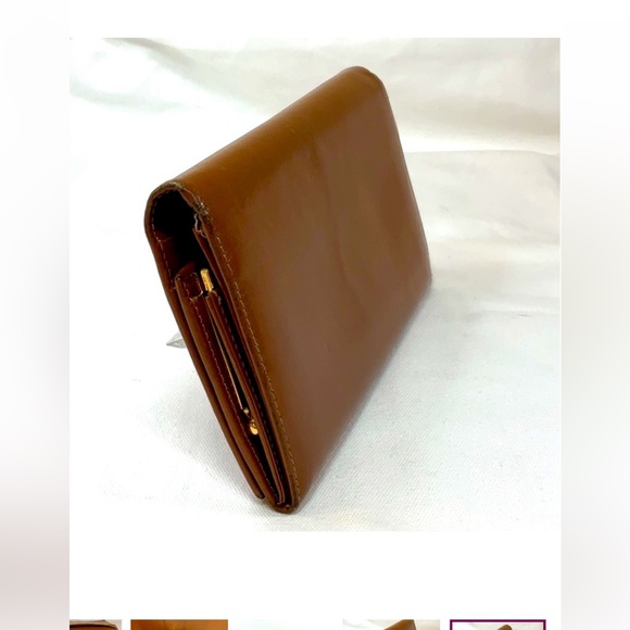 AUTHENTIC GUCCI EC Tan Leather Horseshoe Long Wallet w/kiss-lock coin compartmen - Picture 12 of 13